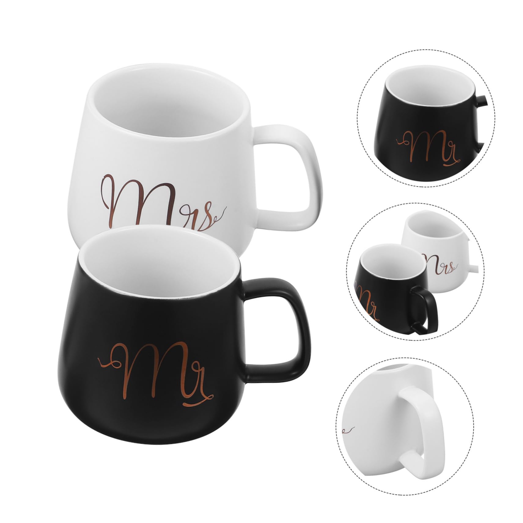 Abaodam Set 2 Tazze da Caffè 330ml per Anniversario di Matrimonio con Manico e Superficie in Porcellana con Manico e Superficie Giorno del Matrimonio Regalo Sposa e