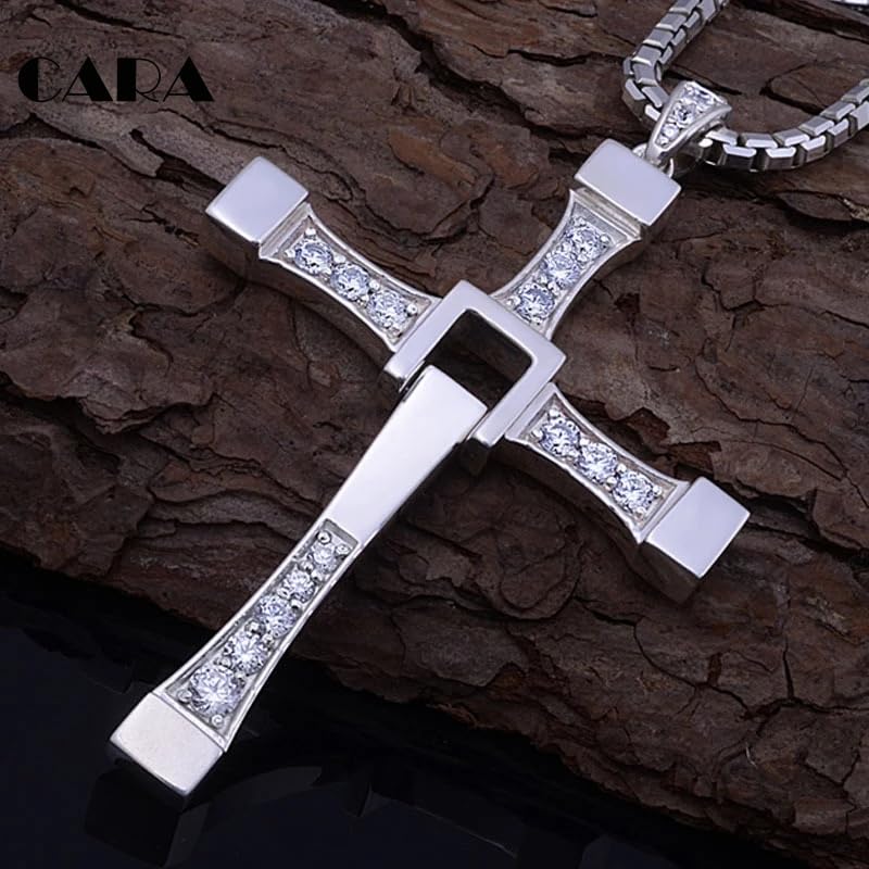 New 2024 New Fast Furious Hip Hop Necklace Pendant Dominic Toretto Cross Top 316 Stainless Steel With Crystal Pendant For Men Gift Fashion Accessories Creative Gift, As Pic3