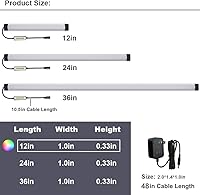 Vista 2 de Iluminación regulable debajo del gabinete, barra de luz LED RGB, lámpara de control en línea, luces multicolor debajo de la encimera