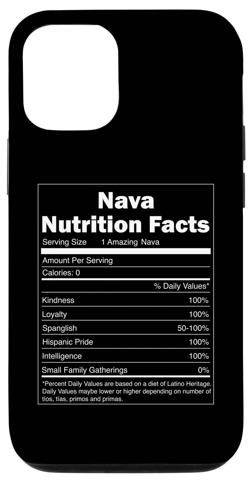 iPhone 12/12 Pro Funny Nutrition Facts Last Name Design - Nava Case