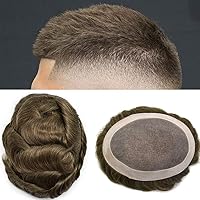Vista 14 de LYRICAL HAIR Toupee - Sistema de cabello de repuesto para hombre, monofilamento para hombre, postizo duradero con revestimiento de poliéster NPU