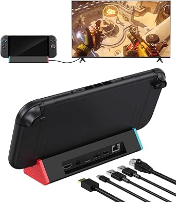 Antank Switch 2 Dock, Gigabit Ethernet, Portable TV Docking Station Compatible with Nintendo Switch 2, Dock Station Replacement with 4K@120Hz HDMI Adapter/2 USB-A 3.0 Port for Official Switch 2 Only