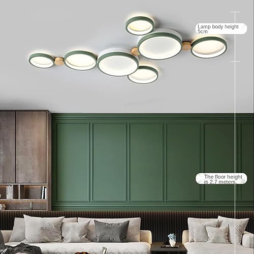 Miniatura 3 de Liudefa Lámpara de techo LED de 7 luces, 42 pulgadas, moderna lámpara de techo empotrada de madera de 47 W regulable para sala de estar, dormitorio,