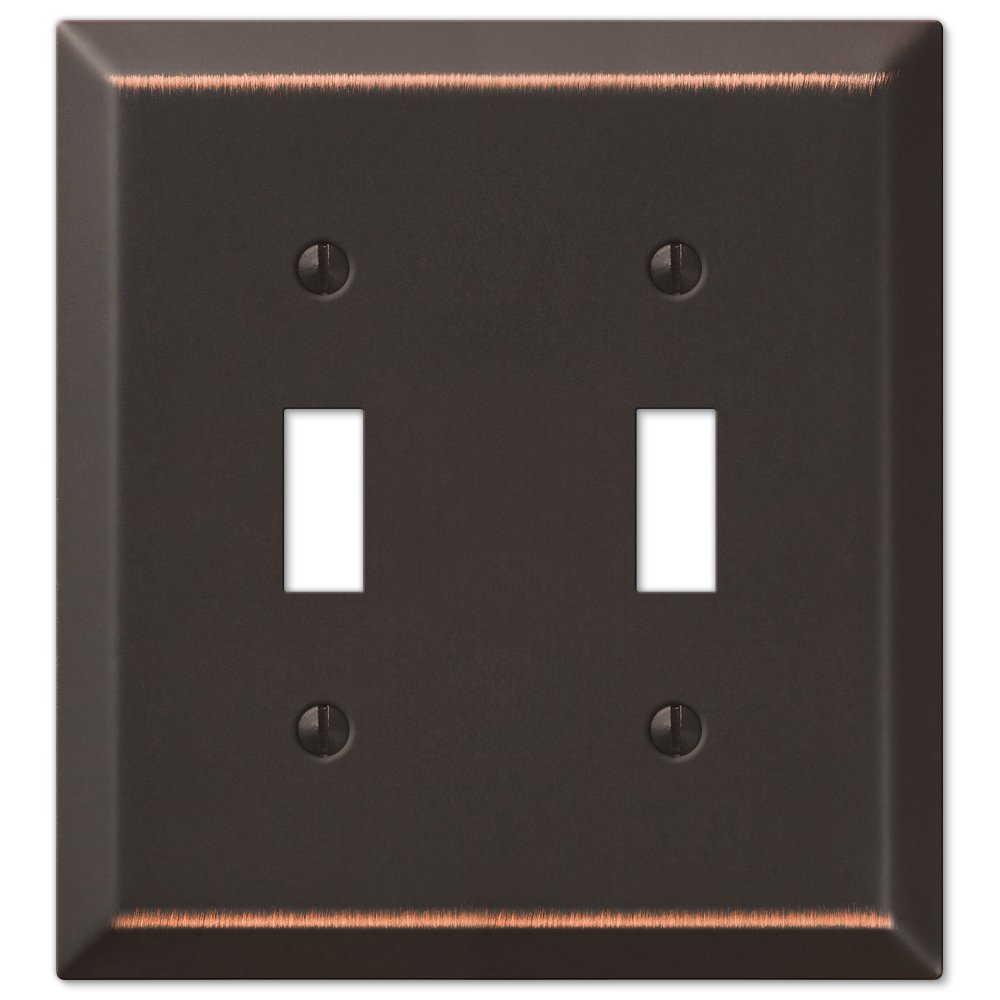 AMERELLE 163TTDB BRZ 2 TGL WALLPLATE, 2 Toggle, Aged Bronze