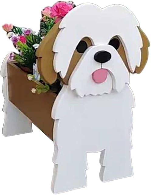 LCYZ Dog Planter Plant Pots, Shih Tzu Shape Plant Container Holder, Animal Flower Planter Pot For Garden Decoration, Home Kitchen Desk Garden Decor