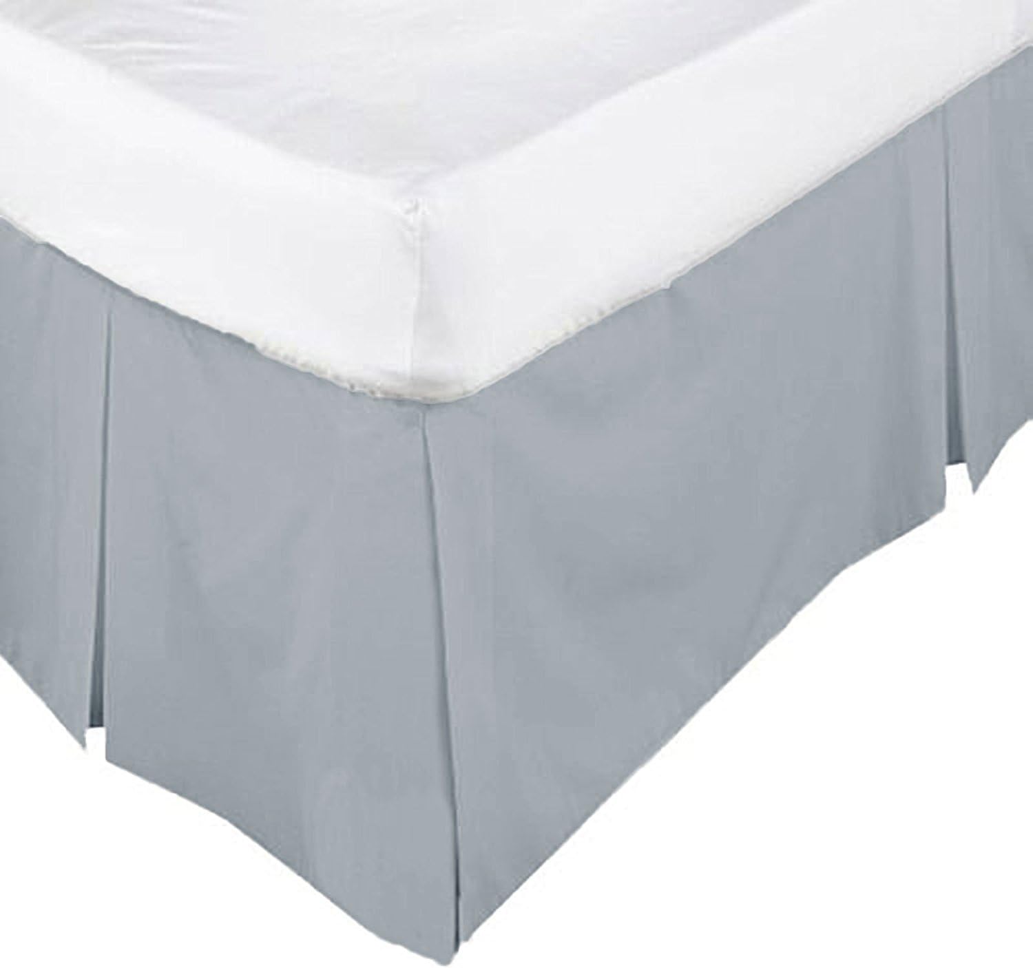 EGYPTO Polycotton Base Valance Bed Sheet, Pleated Styling - 16" EXTRA DEEP Valance (FIT OVER BASE) (Super Kingsize Bed Pleated Valance, Grey)