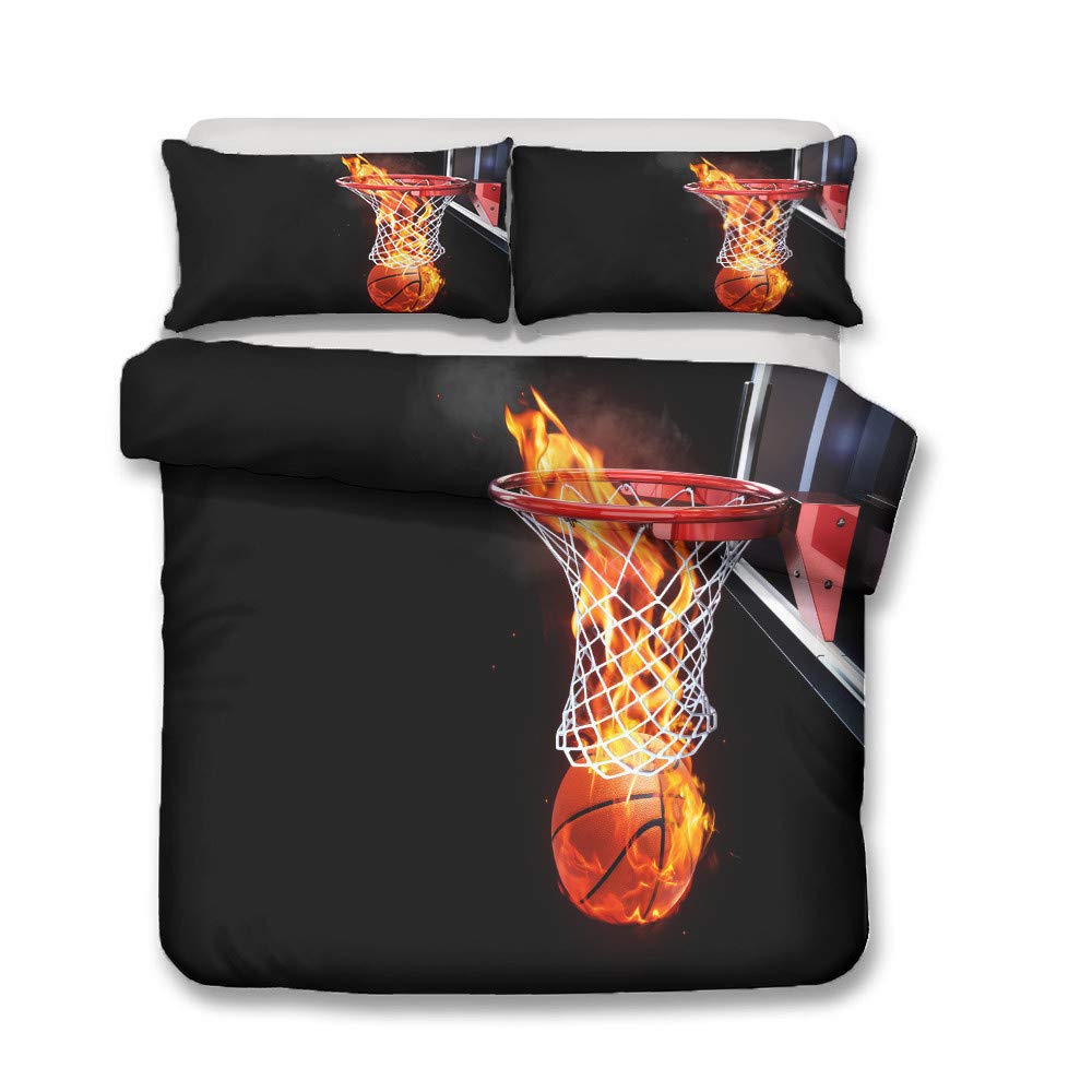 Juego de Ropa de Cama Microfibra, Morbuy 3D Baloncesto Atleta Impresión Juego de Fundas de Edredón Incluye Funda de Almohada para Familiar y Niños (Cama 90-150x200cm,Puntuación)