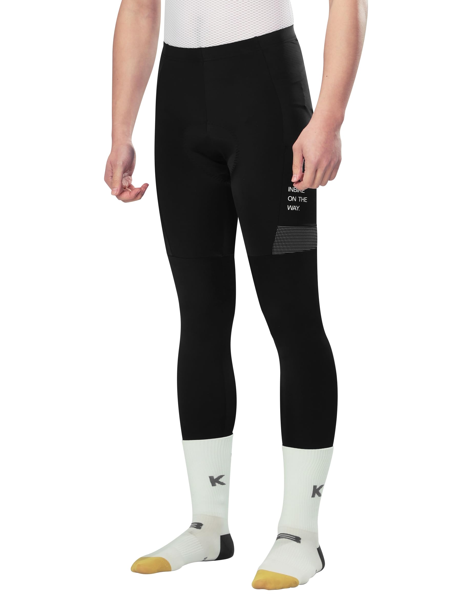INBIKE Pantalon Cycliste Homme Rembourré Respirant Pantalon Cyclisme à Bretelles avec Poches Leggings de Vélo Collants de Cyclisme Longues VTT