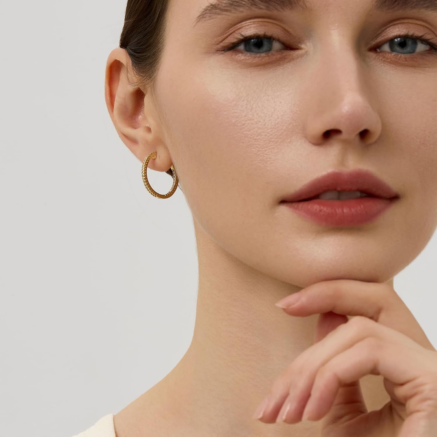 14K Gold Small Huggie Earrings for Girls,925 Sterling Silver Gold Hoops Earrings Trendy Chunky CZ Pin Earrings Jewelry Gifts for Girls - Image 5