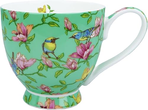 Tazas de café lindas de 16 oz para mujer, tazas lindas de porcelana y hueso, tazas de café, tazas de té para mujeres Mon regalos de cumpleaños,