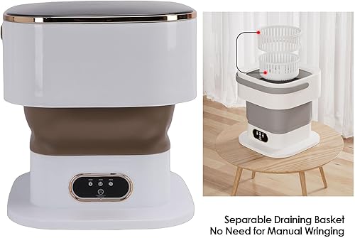 Vista 4 de Yosoo Portable Washing Machine, 15L Mini Collapsible Washer with 3 Cleaning Modes for Baby Clothes, Adjustable Timer 3 Cleaning Modes for Home
