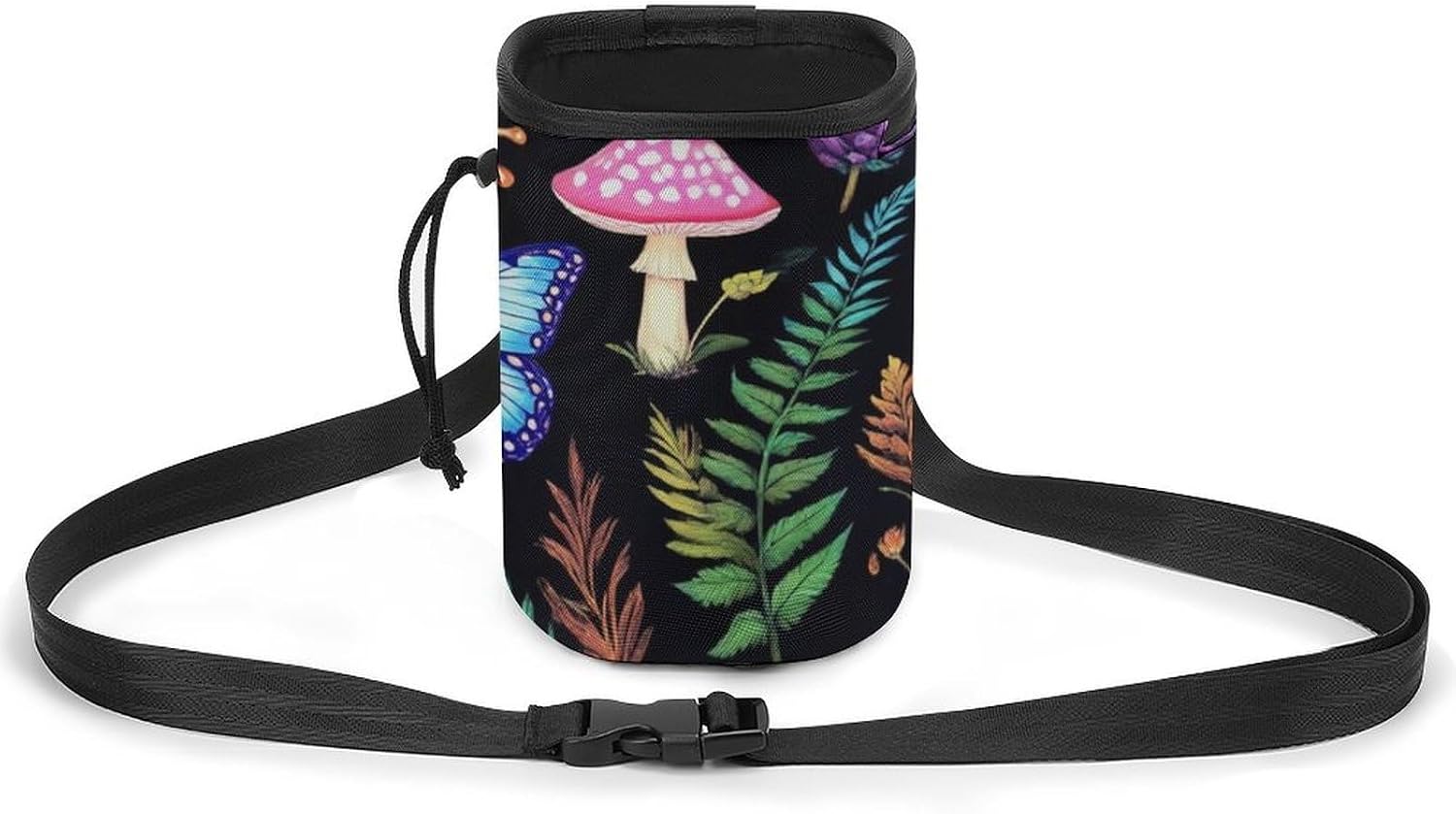 Fashion Dog Training Package, Portable Travel Pet Carrier Bag, Puppy Snack Pocket with Adjustable Waist Belt 3 Ways to Wear Goth Moon Frogs Moth Butterfly Magical Mushroom Leaves
