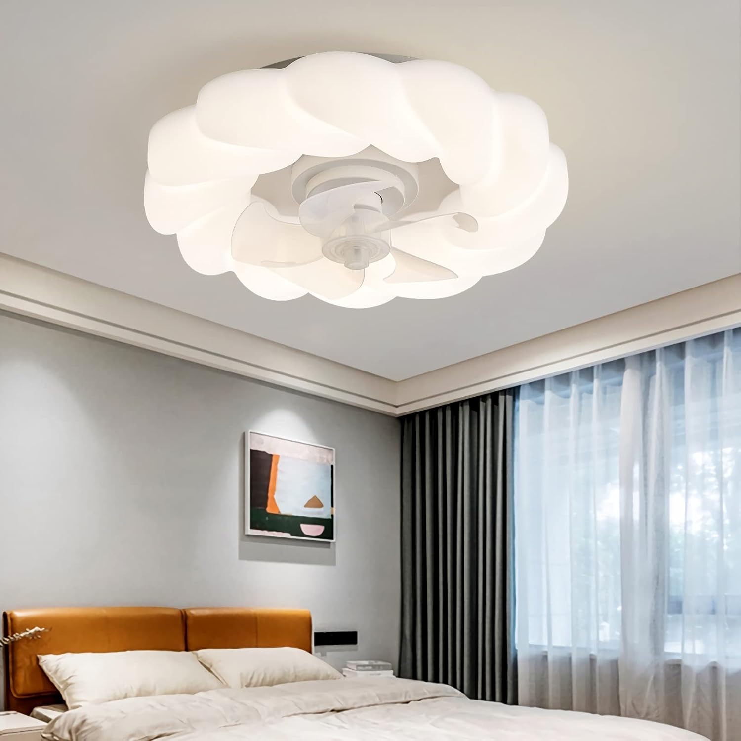 YUEGOO Ceiling Fans with Lamps,Fan Chandelier Light Ceiling Fan Light with Remote Silent Reversible Blades 6 Wind Speeds Changeable Changeable Modern Fan Light for Living Room/B