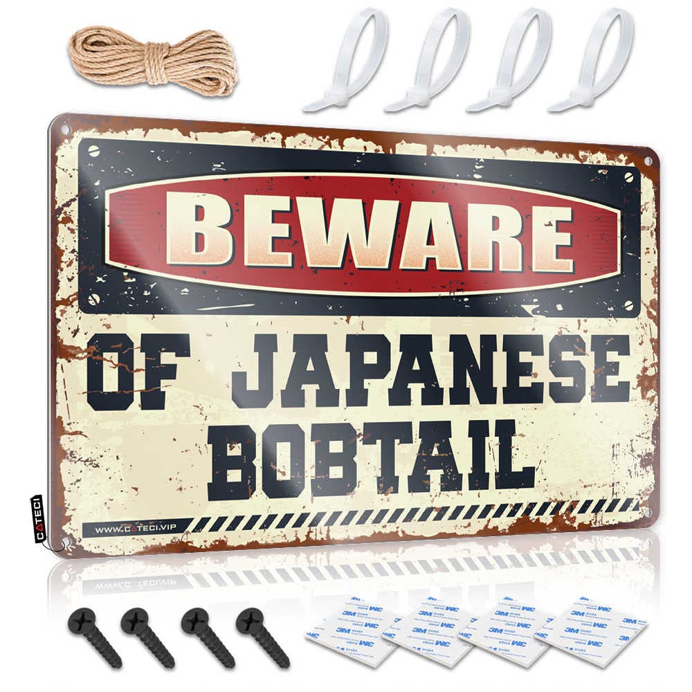 Funny House Decor Beware Of Japanese Bobtail Sign Outdoor Funny Metal Sign Signs For Room(20X30CM)