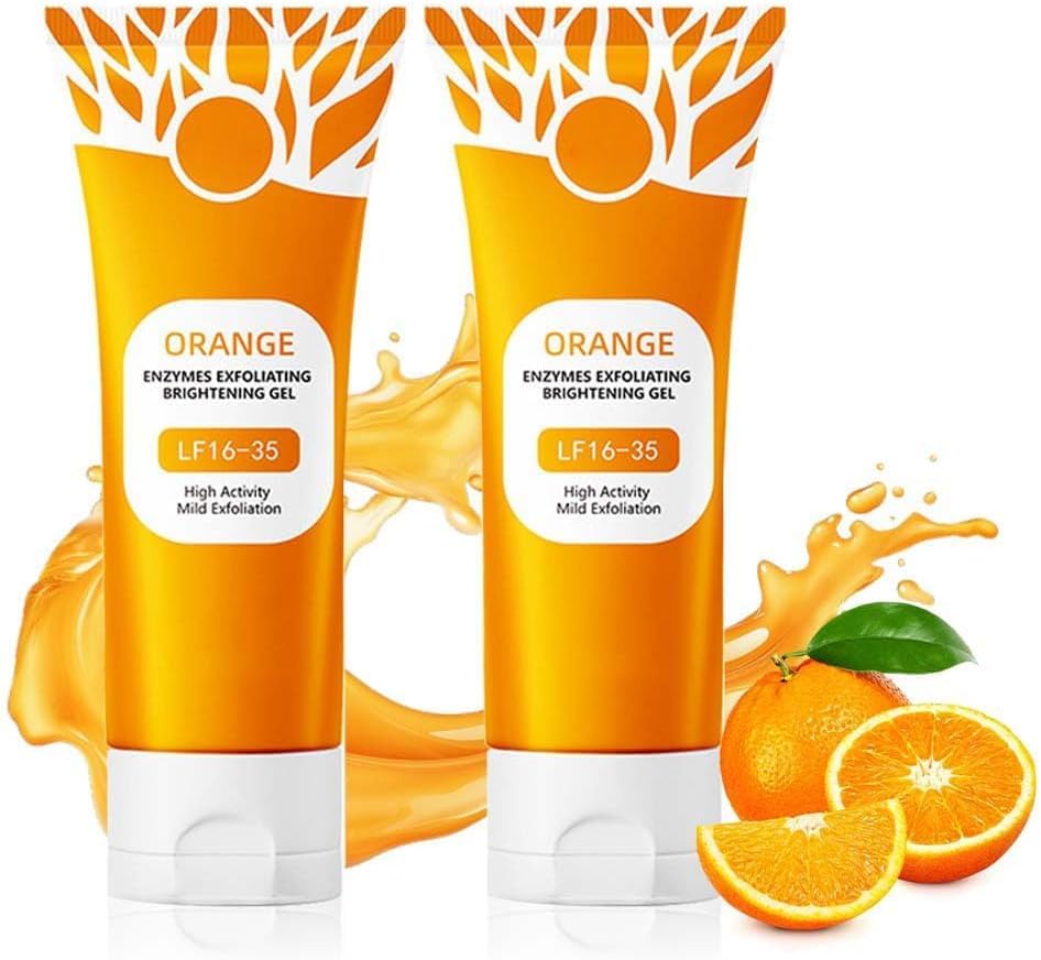 Gel exfoliante naranja, gel exfoliante naranja para rostro y cuerpo, exfoliante facial, exfoliante facial, limpieza profunda e hidratante exfoliante para mujer (2 unidades)
