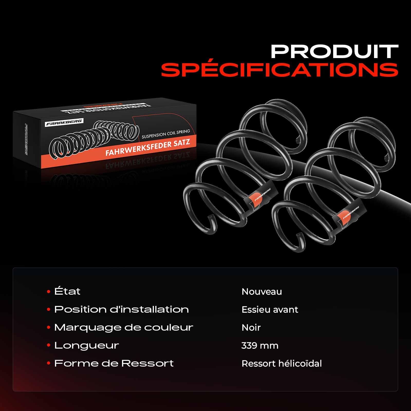 Frankberg 2 ressorts de suspension pour essieu avant 5N0411105AA