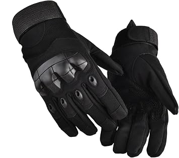 GDM Tactical Gloves with Knuckle Protection, Breathable and Anti-Slip, Black