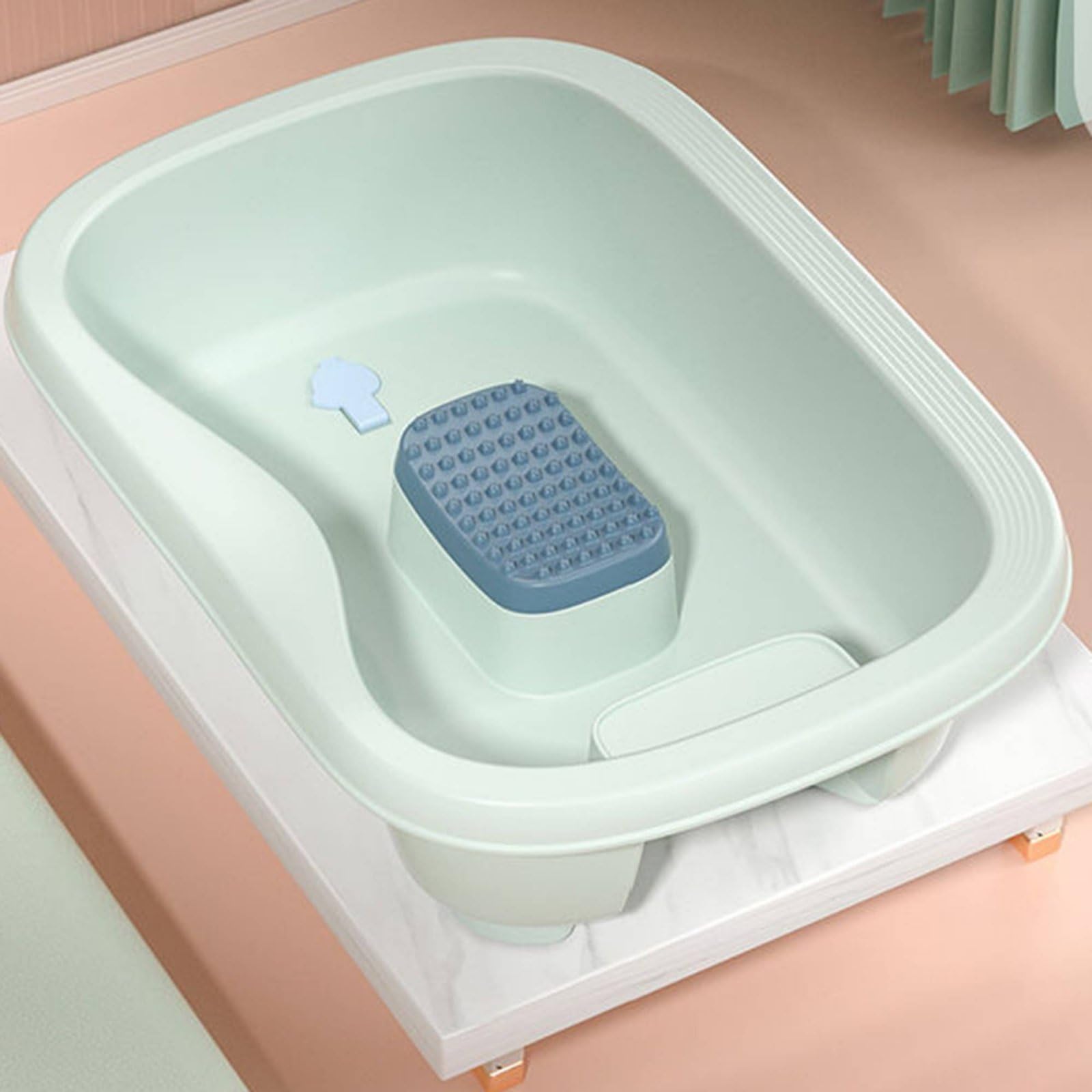 Lavatesta Portatile da Letto Ergonomico Vasca per Lavaggio Capelli da Sdraiati Senza Piegarsi Bacinella Lavatesta per Allettati, Disabili, Rosa, Con Tubo Di Scarico