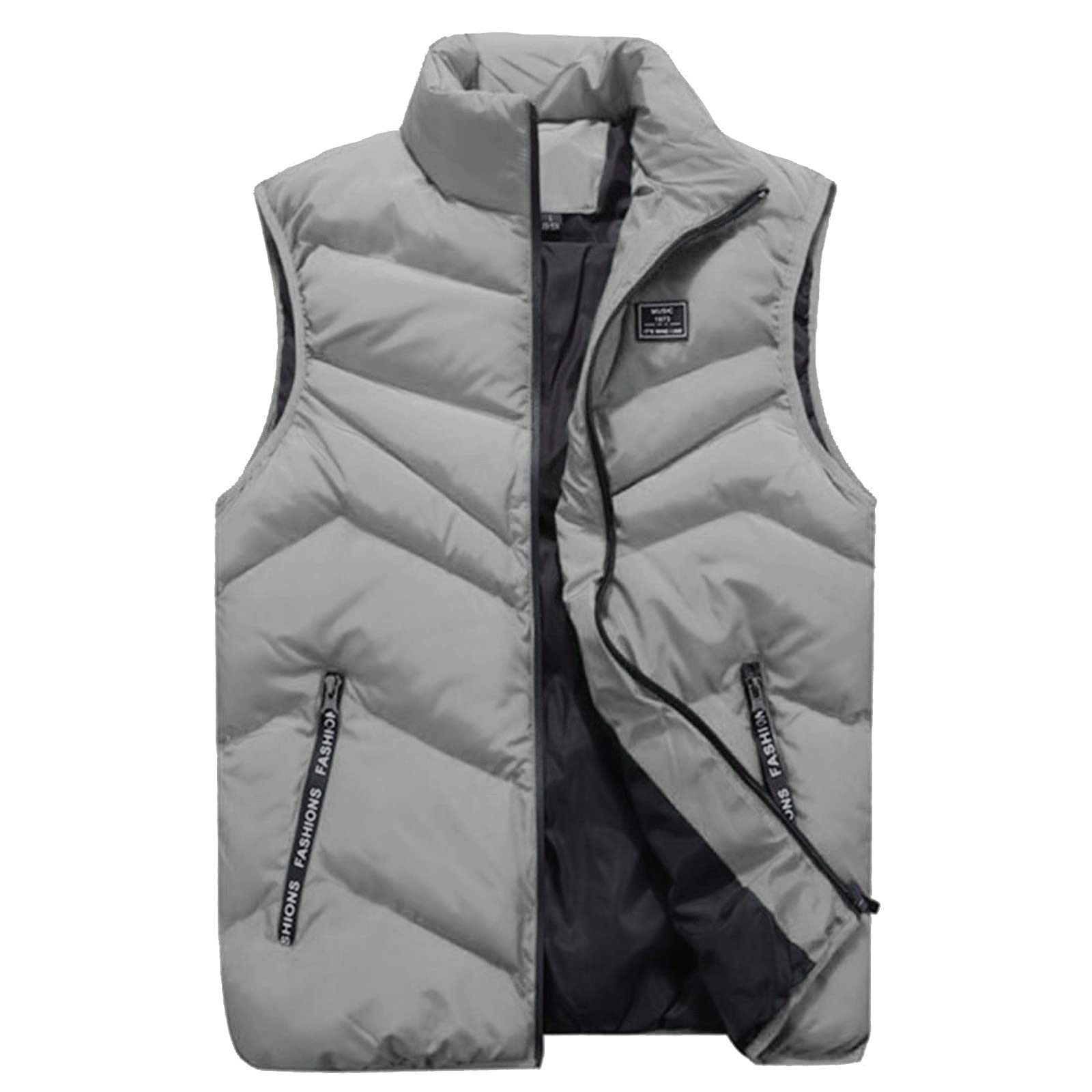 WENKOMG1 Winter Puffer Vest For Men,Lightweight Packable Ski Vest Zip Up  Sleeveless Water Resistant Outerwear