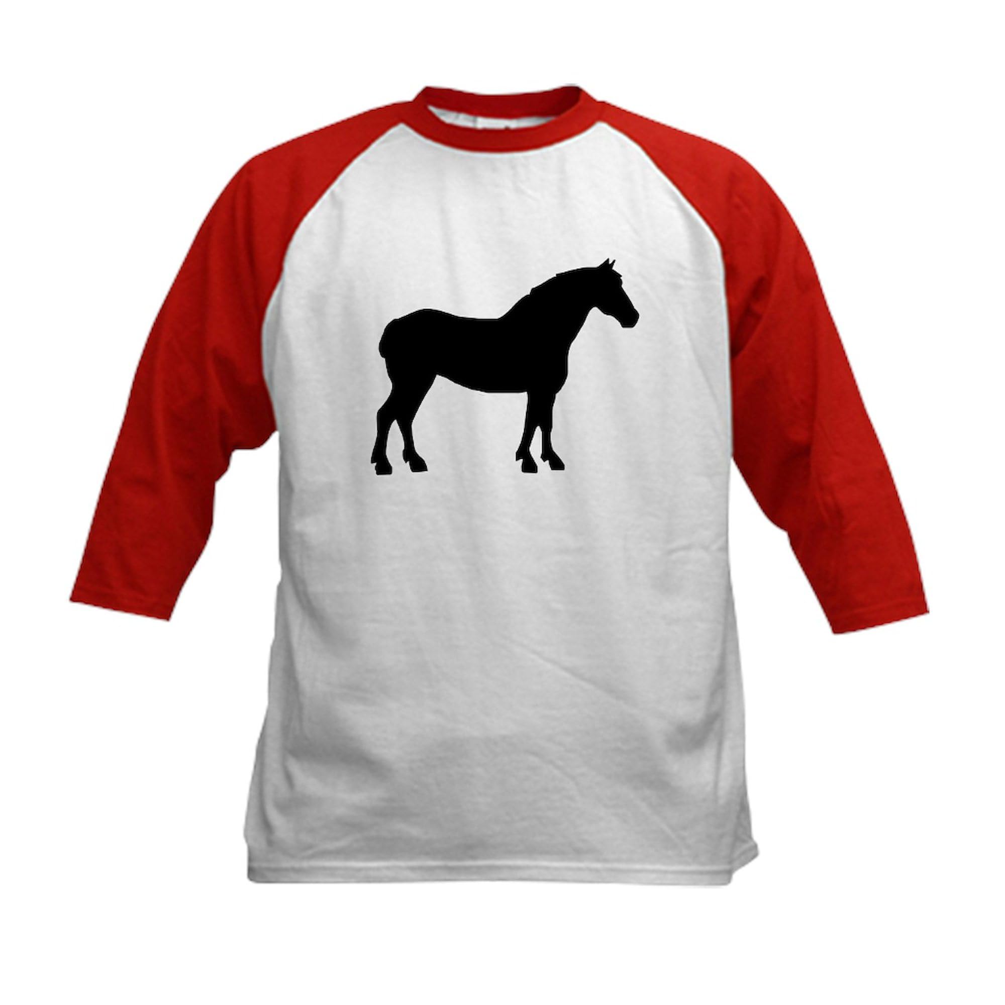 CafePress Draft Horse Kids Baseball Tee Kids Cotton Baseball Jersey, 3/4 Raglan Sleeve Shirt Red/White