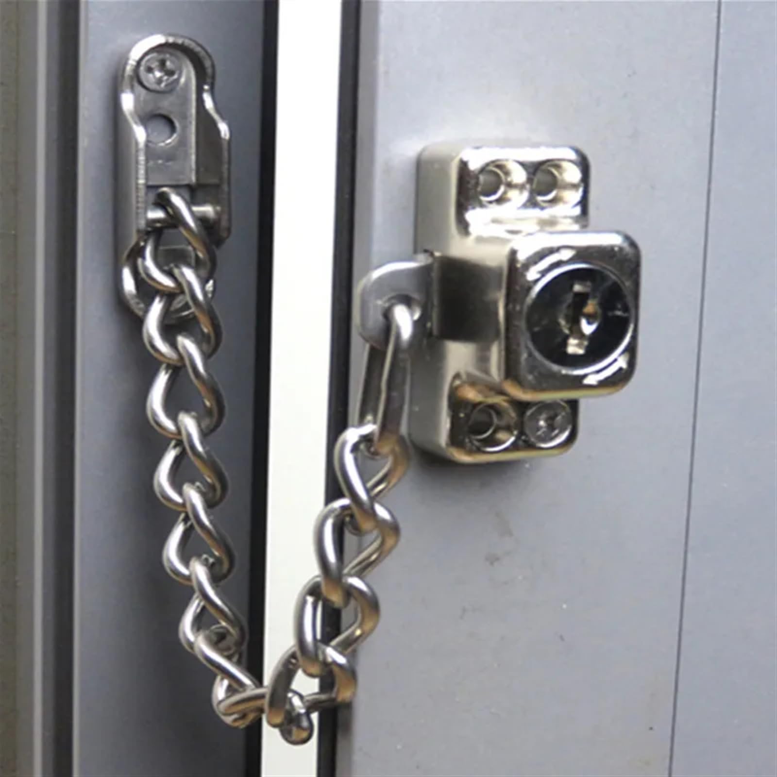 Sicherheitsschloss for Türen und Fenster, Fenstersicherung for Herunterfallen, Edelstahl-Ketten-Fenstersicherung, 1 Stück