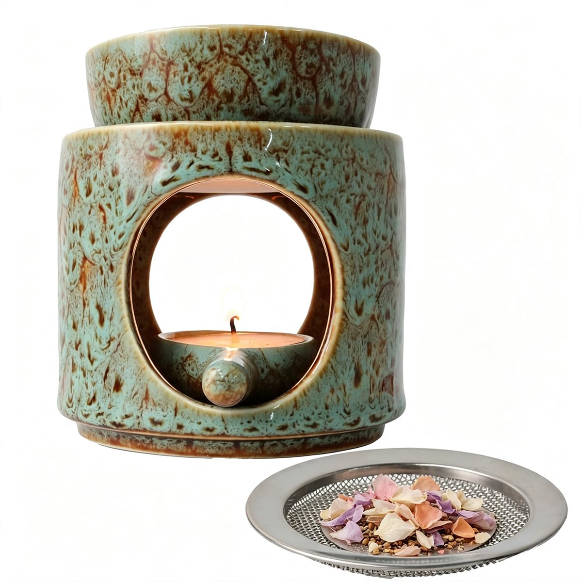 2in1 Wax Melt Ceramic Oil Burner With Sieve And Dish For Diffuser Essential — image 1