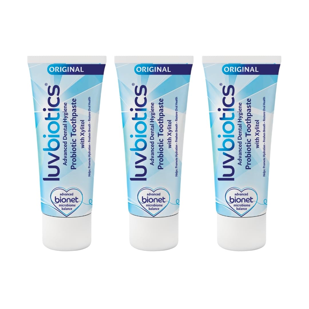 Luv Biotics Original Toothpaste with Oral Probiotics, Xylitol & Aloe Vera–3 Pack