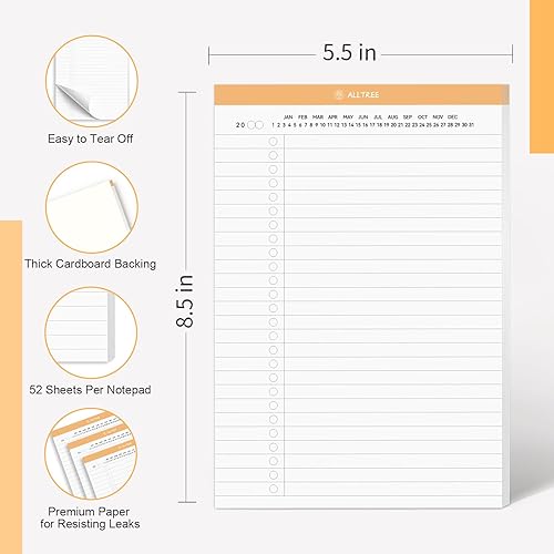 Miniatura 4 de Bloc de notas de lista de tareas, planificador diario sin fecha, bloc de notas de productividad para el trabajo y organización personal, 52 hojas, 1