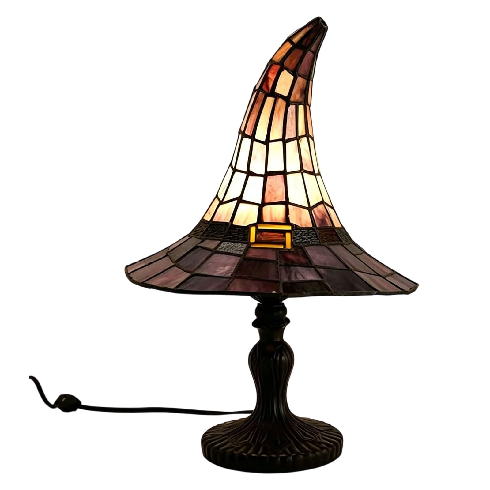 Tabletop Halloween Decor Lamp Witch Hat Plug in Accent Light with Soft Glow and Display Ready Base for Shelves and Mantels Witch Hat Table Lamp Halloween Accent Light Plug in Desk Bedside Mood Decor