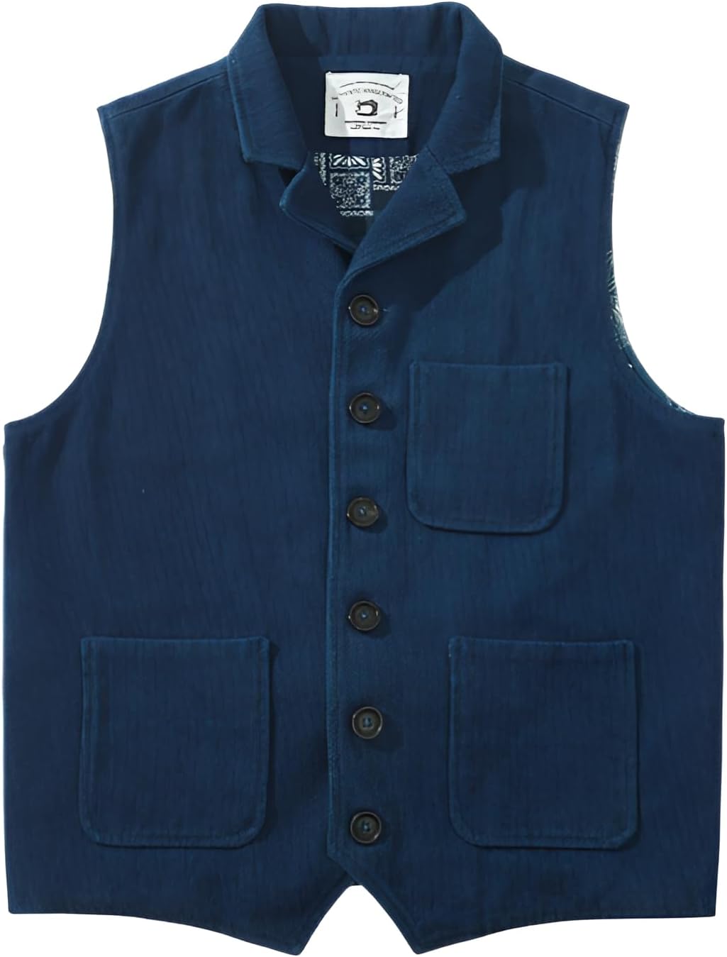 [COVANK] 高密度素材ワークベスト 藍染め色落ちデザイン 米軍風ベスト 携帯収納ポケット3way 肩パッド内蔵 若者向けレトロ