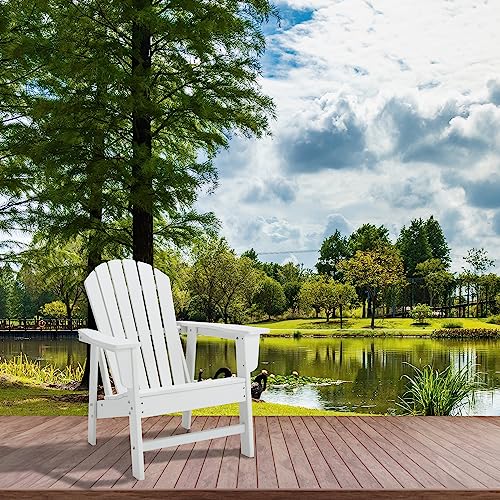 Voqnis Plastic Adirondack Chairs, Hdpe Porch Chairs For Fire Pits, Gardens, Decks, Seaside, Weather Resistant, Waterproof (White) #TOP5
