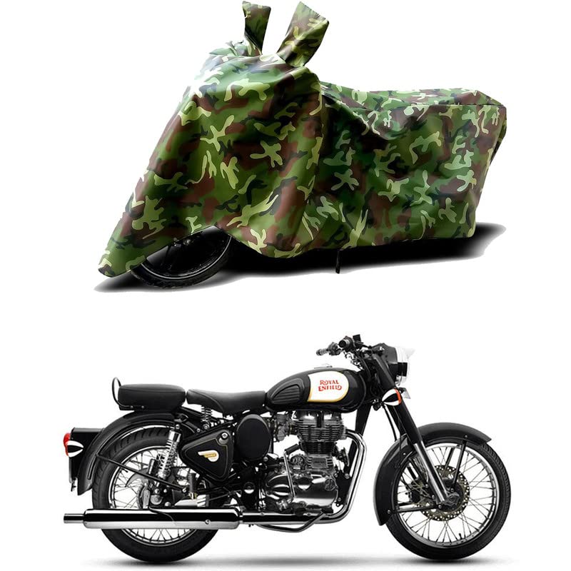 Image of 100% Water Resistant Bike Scooty Two Wheeler Body Cover Compatible for Royal Enfie Bullet 350 X /UV-Rays /Heat Protection /Birds Dropping /Scratchproof /Dust Proof /Waterproof /All [Green MJ]