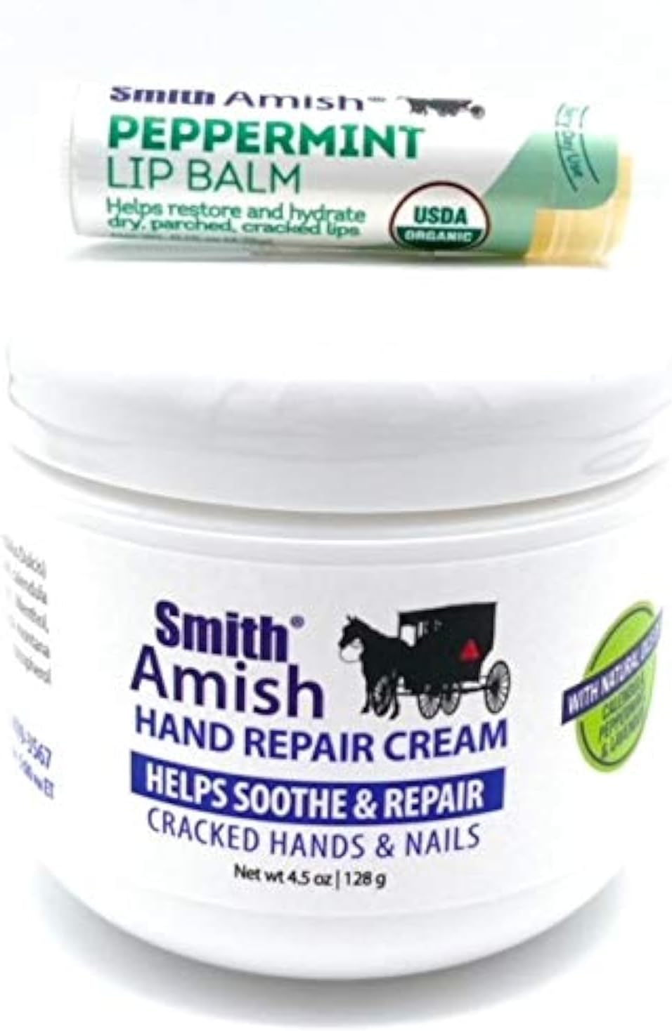 Smith Amish Hand Repair Cream Plus Organic Peppermint Lip Balm.