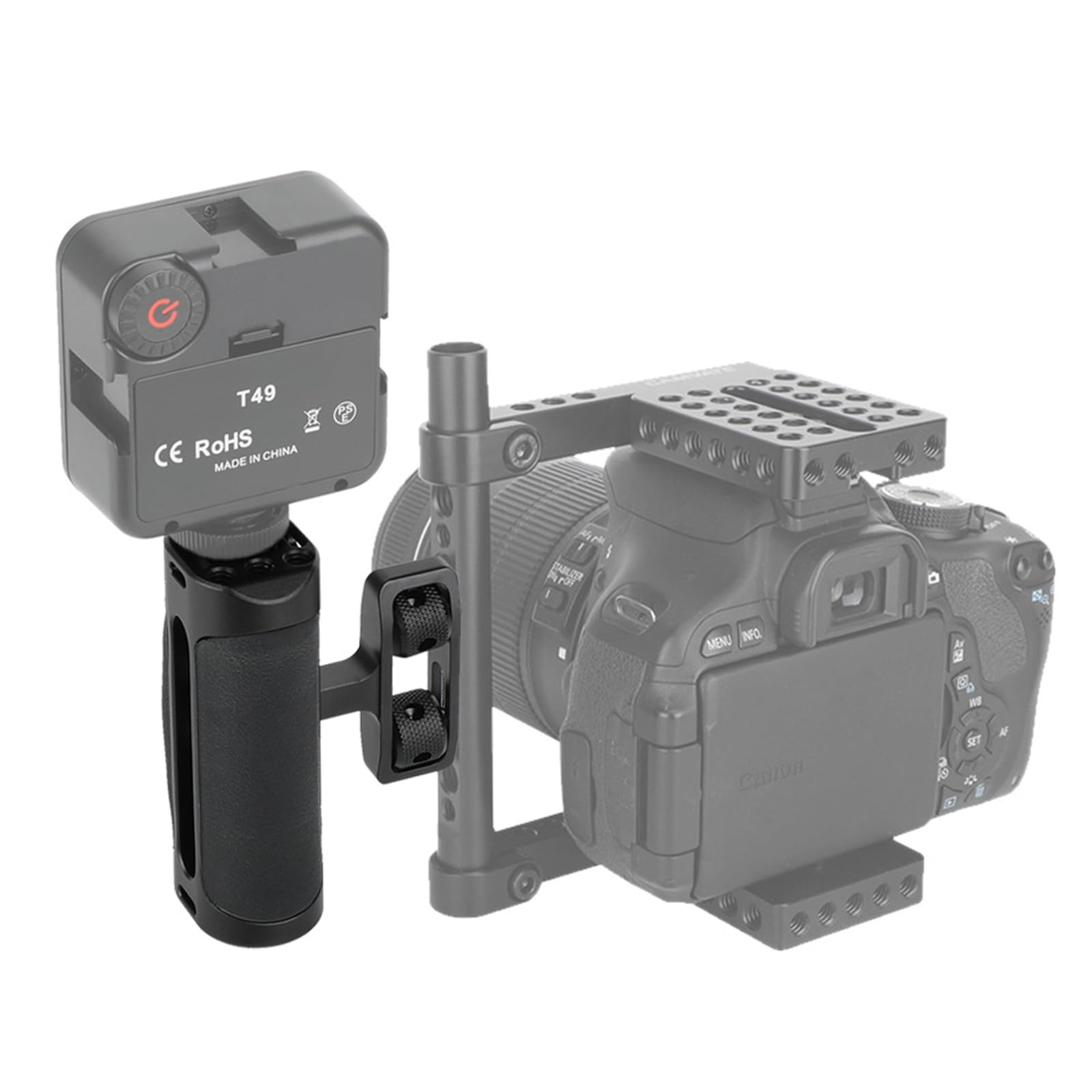 Impugnatura ergonomica laterale con attacco a vite da 1/4 pollici per fotocamera DSLR Cage impedisce scivolamenti accessori di montaggio facili a sgancio rapido impugnatura laterale