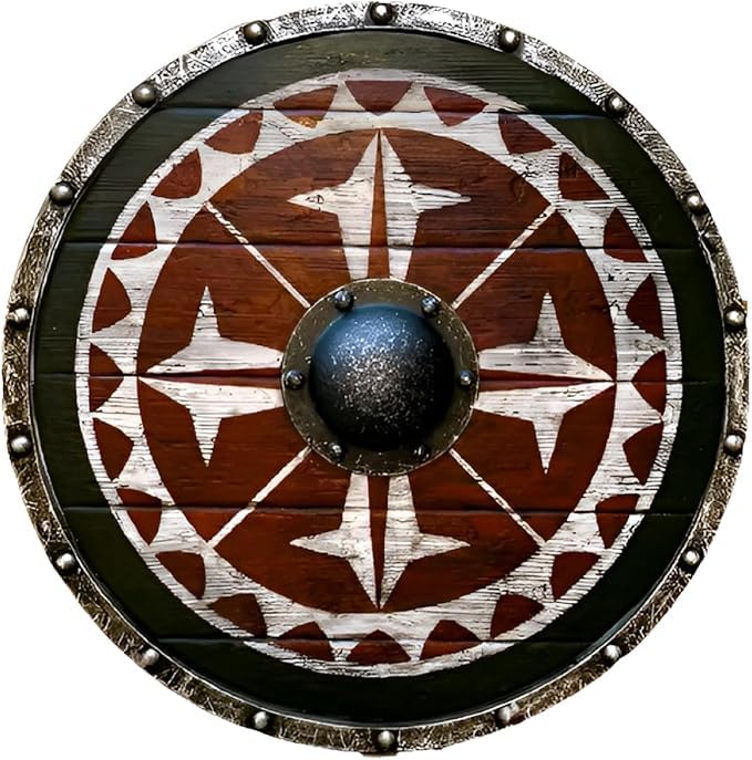 Średniowieczna ręcznie wykonana Uhtred Last Kingdom autentyczna drewniana tarcza wikingów 61 cm, Jasne, 24 Inch