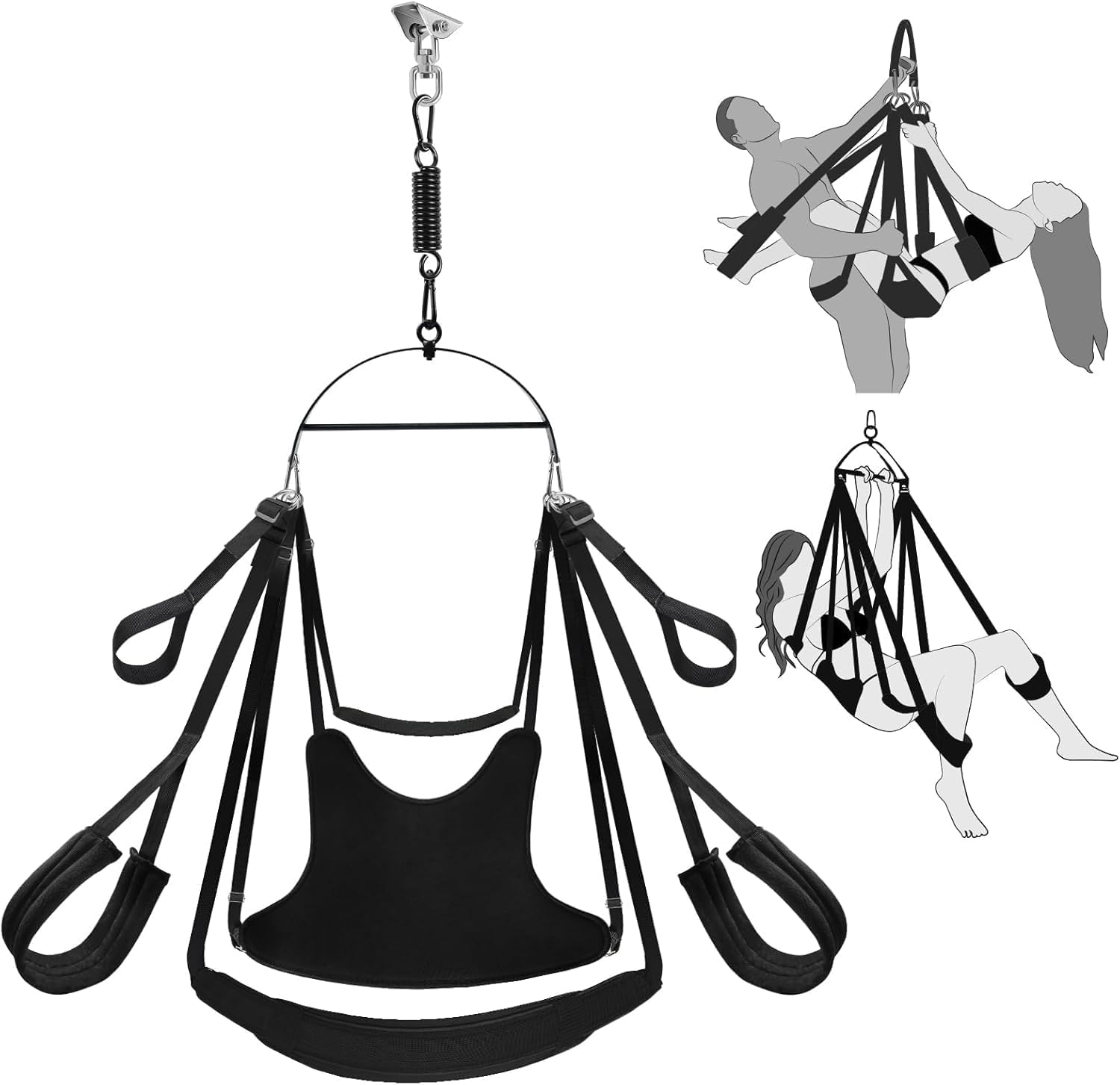 Sex-Schaukel 360° drehbar, Indoor-Decken-Gurt mit hochwertigem Ständer, super verbreiterter Komfortsitz, BDSM-Sexspielzeug-Set für Erwachsene