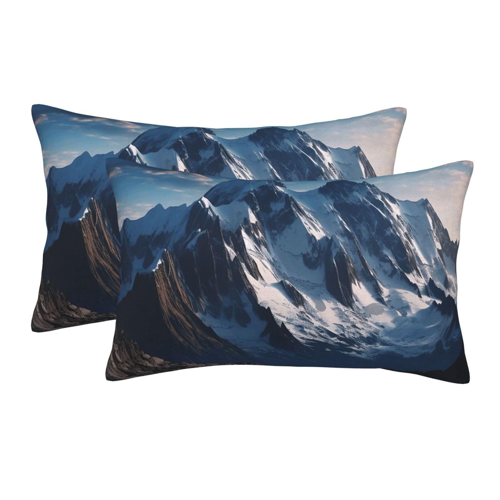 2 Pack Pillow Cases with Hidden Zipper, Soft Breathable Pillow Covers for Hair and Skin, Melting Snow Mountain Pillowcases 20"x30" Bed Pillow Protectors Cover for Sleeping Gifts