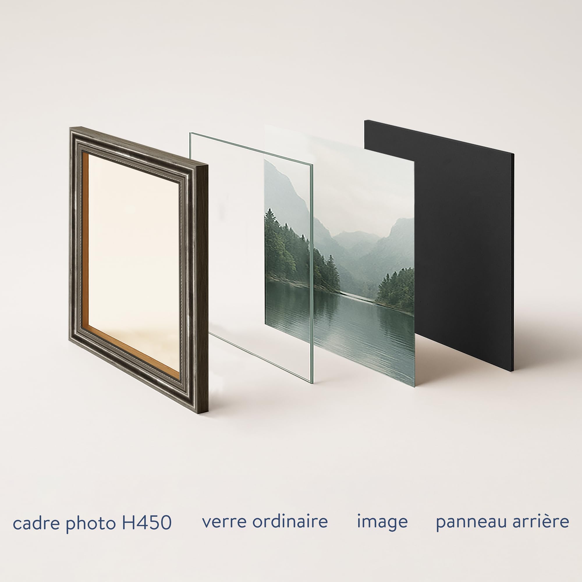 WANDStyle Cadre photo bois vintage, cadre argenté, cadres photo 20x20 cm