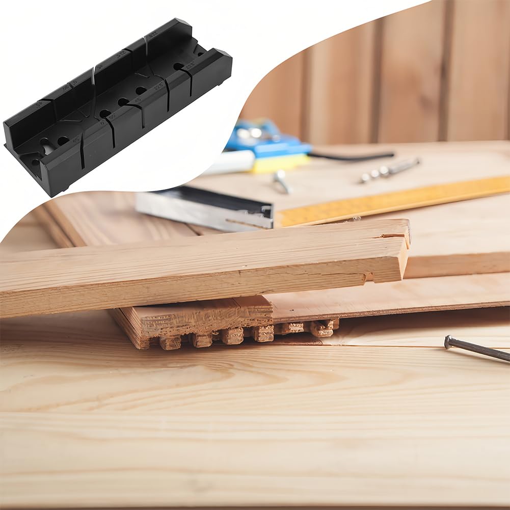 Joyzan Caja de Ingletes, Ingletadora Manual con Sierra Inglete Metal 0/22.5/45/90 Grados Herramienta Corte Oblicuo Yesode Madera Ampliamente Trabajos Arquitectónicos para Carpintero Carver 250x35x50mm