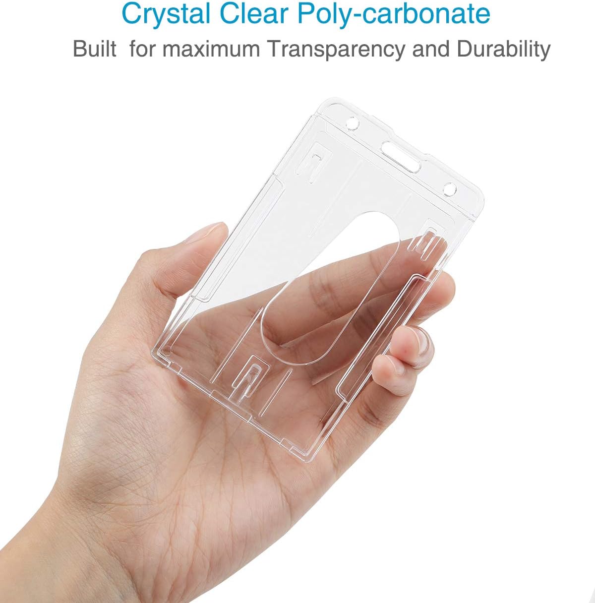 Pawfly 2 Card Badge Holder Vertical 5 Pack Transparent Plastic ID Credit Card Protector with Thumb Slot : Office Products