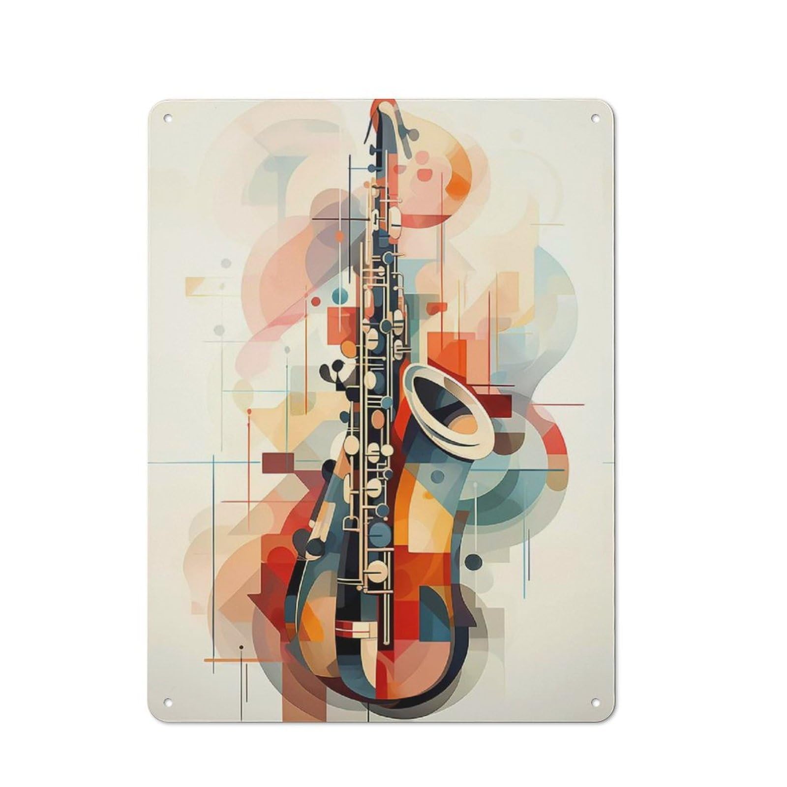 Junmoney Abstract Saxophone Retro Tin Sign 40X30cm For Garden Room Or Summerhouse, A Housewarming Gift For Garden Room Decor Fans