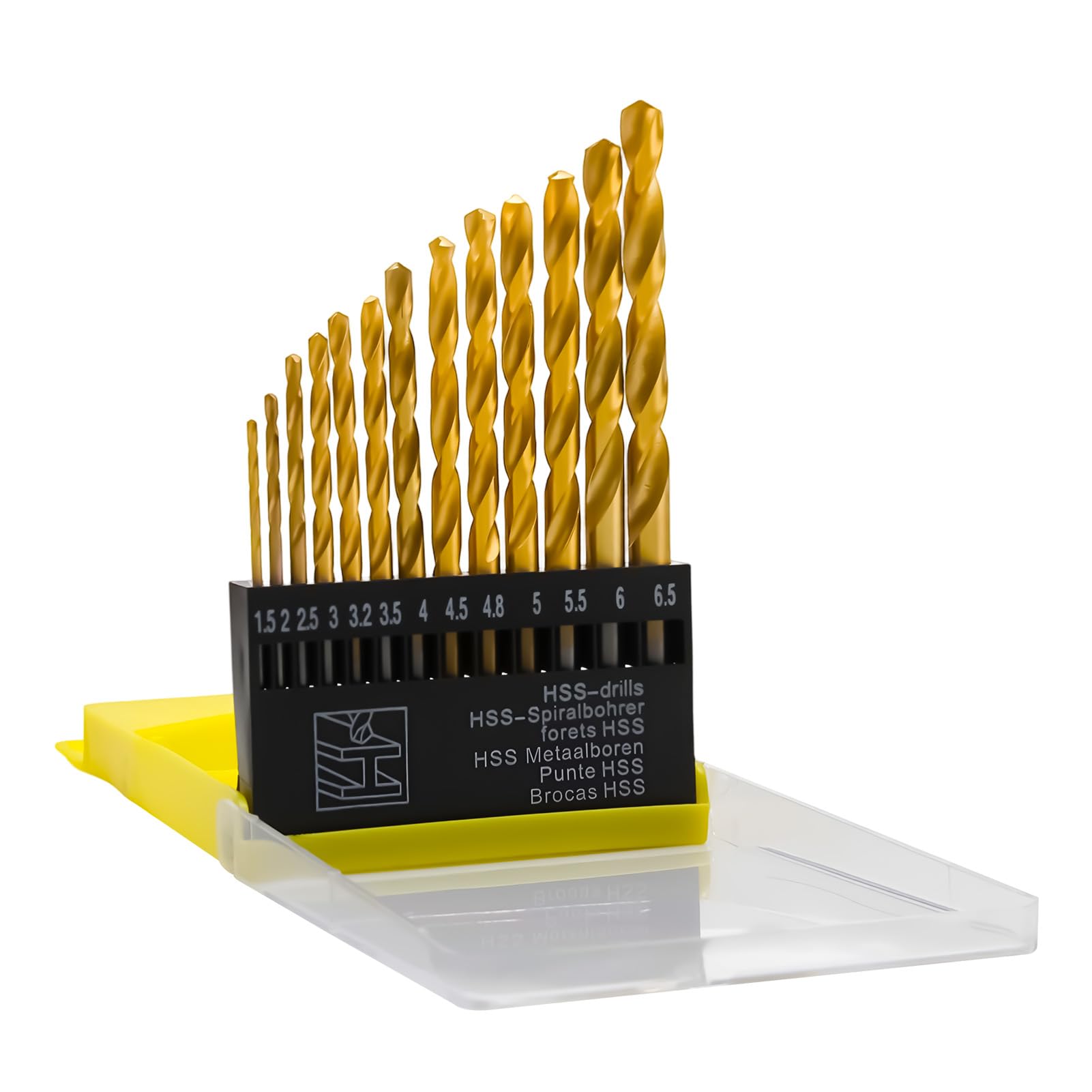 13PCS HSS Twist Drill Bit Set Metric M35 Cobalt Steel High Speed Steel Titanium Coated, Cobalt Drill Bit Set, 1.5mm-6.5mm Extra Heat Resistant High Speed Steel Drill Bits for Metal, Wood, Plastic