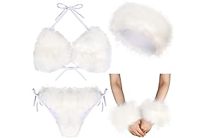 Indulge in Sultry Warmth: Faux Fur Halter Bikini and Accessories for the Daring