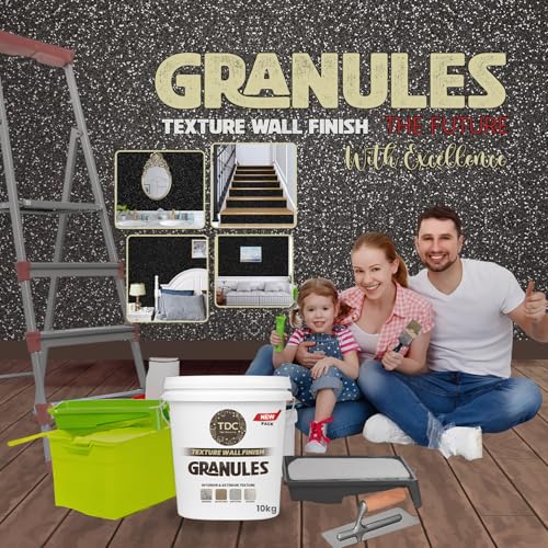 Image of The Decor Co. Marble Texture Wall & Floor Paint with 3D Designer Stone and Granite Luxury Finish Washable Water Resistant Acrylic Emulsion for Interior Exterior Home Decor DIY (1Pc, Granuls Black, 10kg)