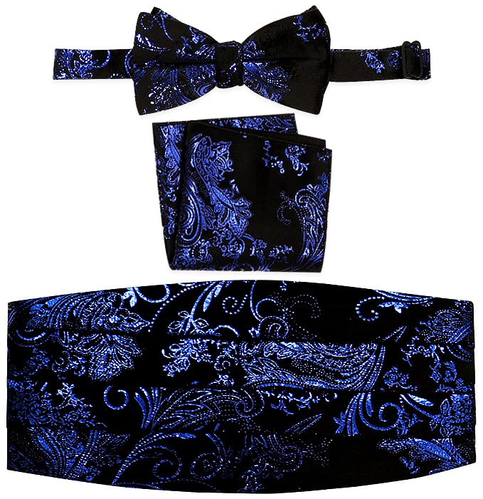 Men's Adjustable Satin and Paisley Cummerbund Set