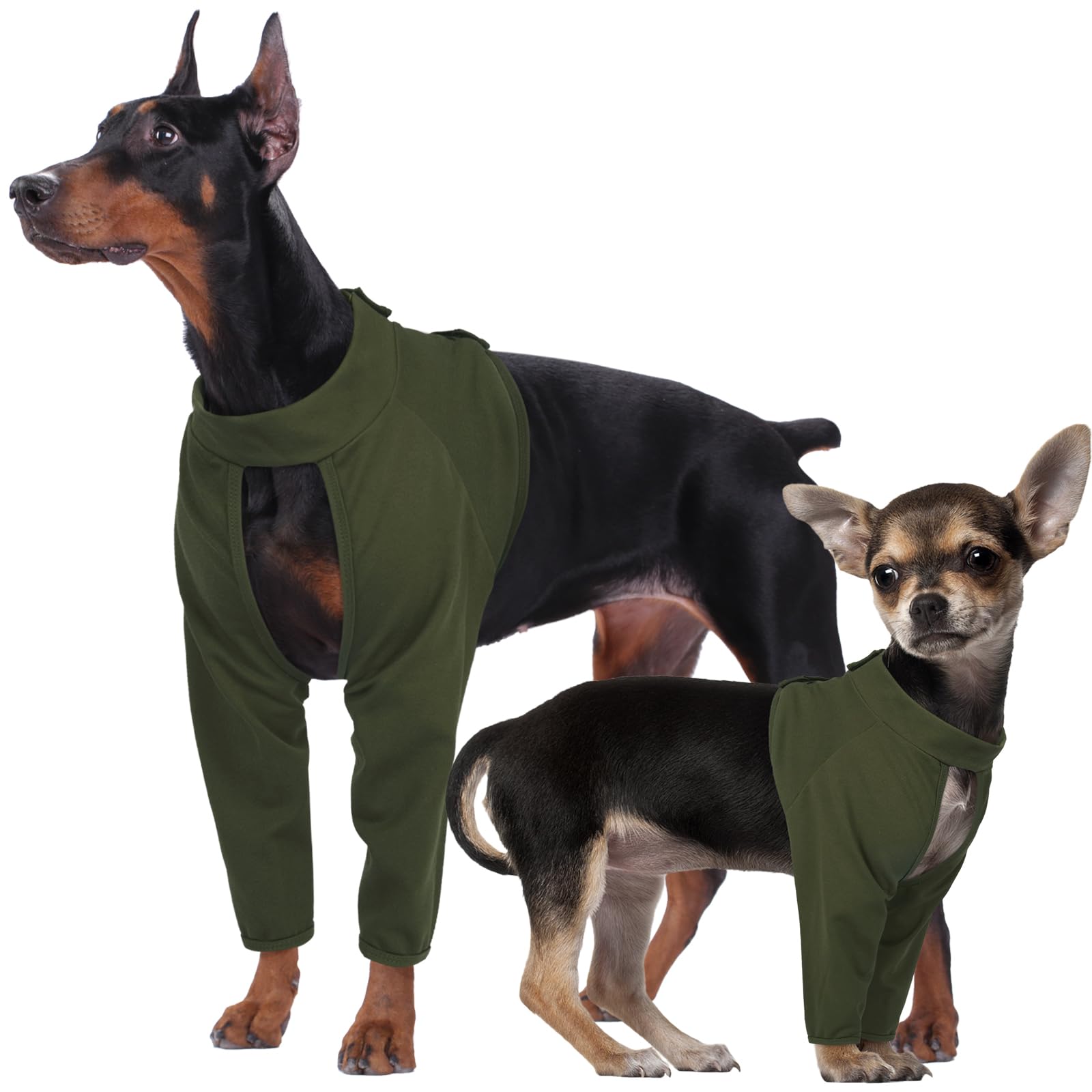 Kuoser Dog Surgery Recovery Suit for Front Legs Adjustable Dog Leg Brace Dog Elbow Protector for Post-Surgery Dog Leg Wound Protector Dog Recovery Sleeve to Stop Licking (Green