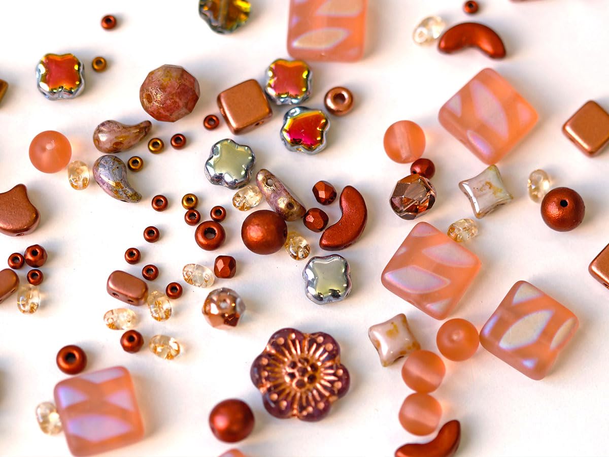 Perle Di Vetro Polvere Di Stelle – 8 Mm, Bronzo Antico – Circa 70 Perle – Design Nenad
