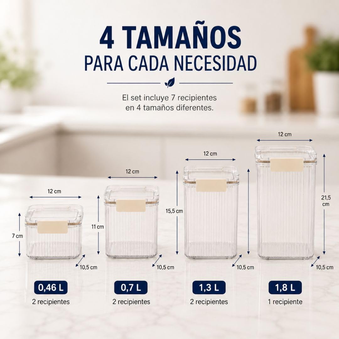 Lot de 7 boîtes de rangement hermétiques avec joint en silicone et design décoratif transparent empilable