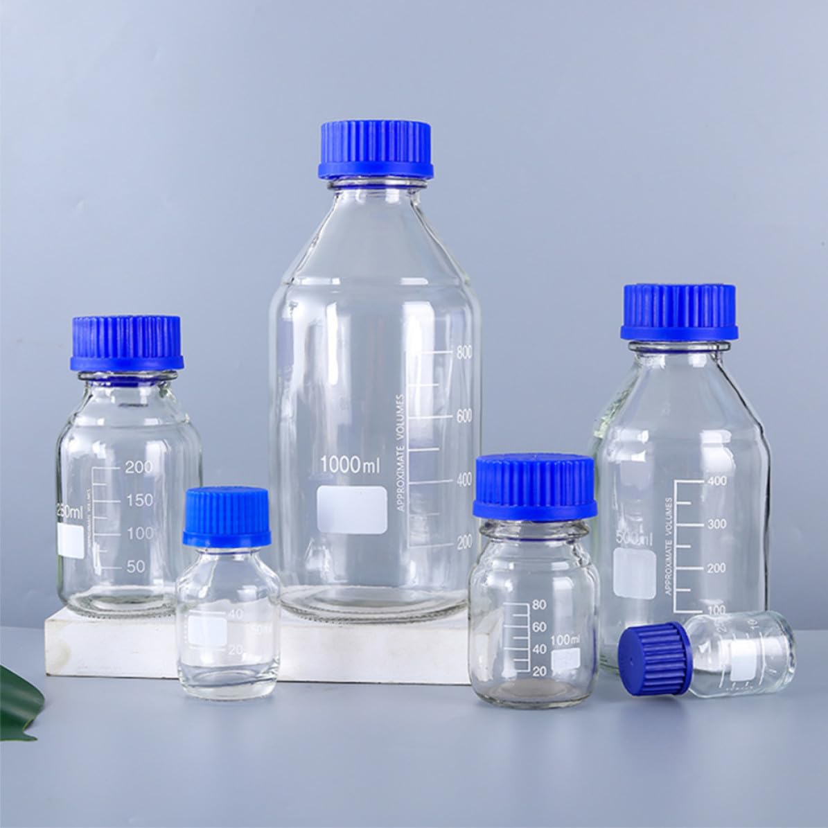 VICASKY 3 Piezas Botella de Reactivos de Vidrio de 500ml Boca Ancha y Tapa