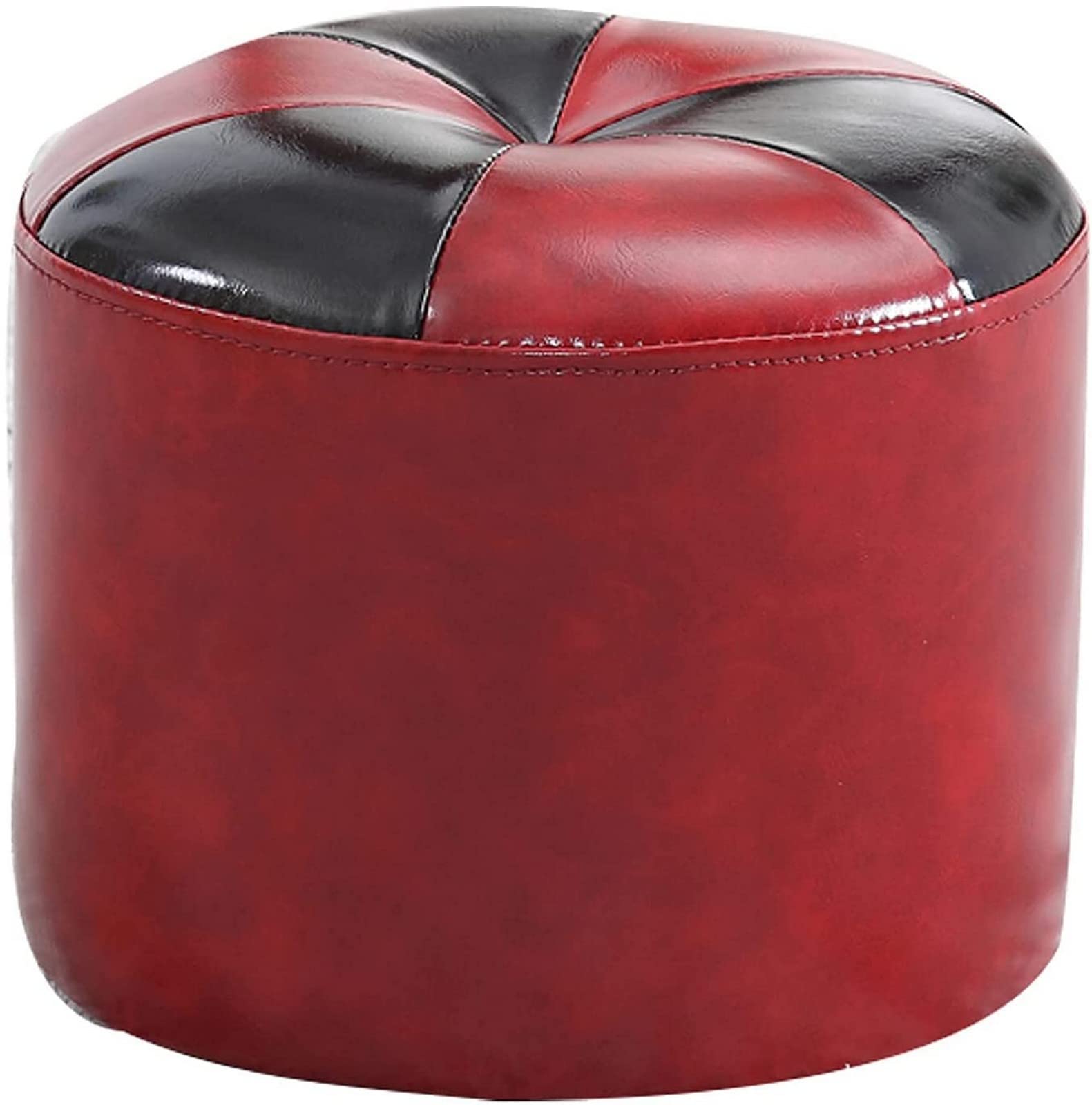 Repose-Pieds Ottoman Contre Fatigue Jambes | Tabouret Bas Rond Similicuir Rouge